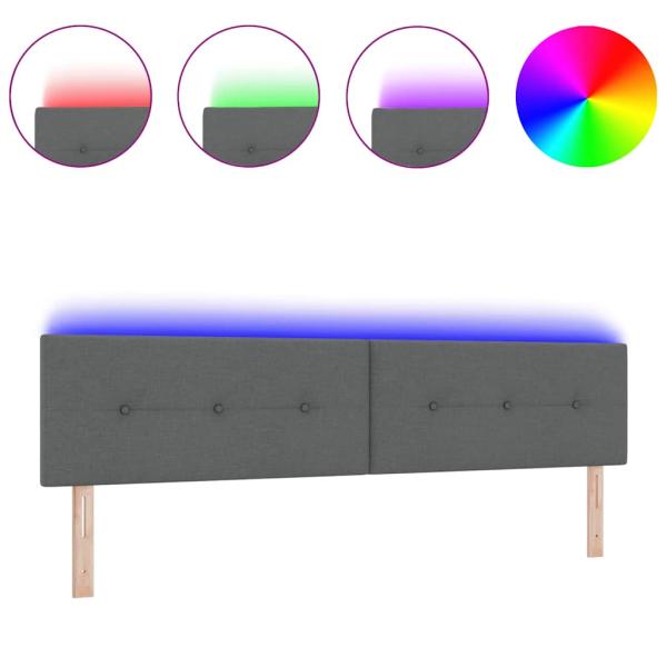 LED Kopfteil Mit Knopfheftung Dunkelgrau 100 cm Stoff