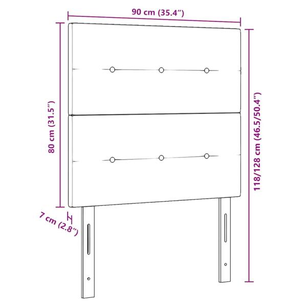 LED Kopfteil Dunkelgrau 90 cm Stoff