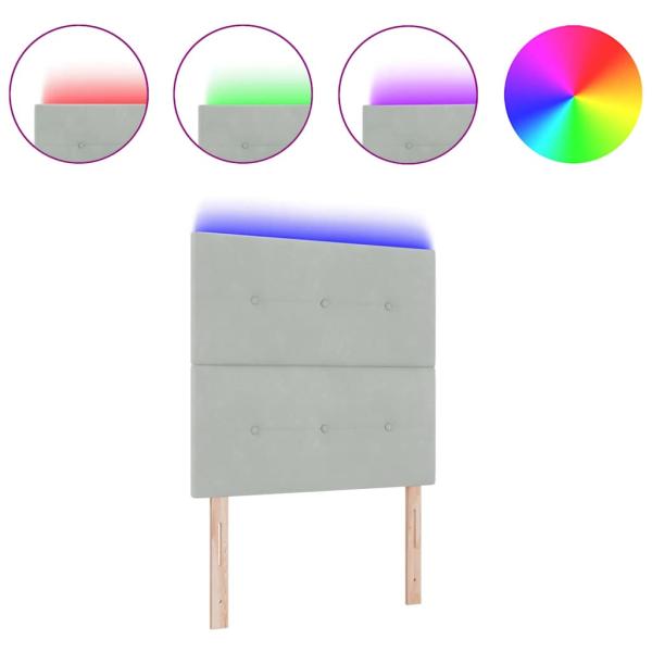 LED Kopfteil Licht Grau 100 cm Samt