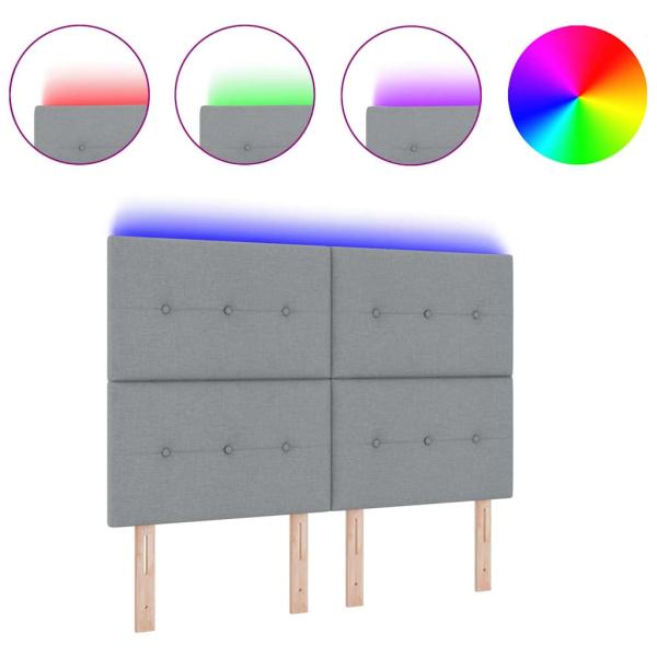 LED Kopfteil Licht Grau 72 cm Stoff