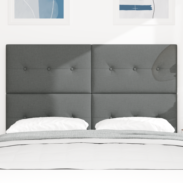 LED Kopfteil mit LED-Lichtleisten Dunkelgrau 144 cm Stoff