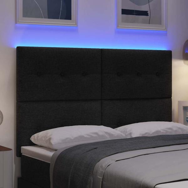 LED Kopfteil Schwarz 72 cm Stoff