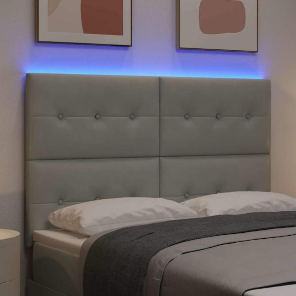 LED Kopfteil Licht Grau 72 cm Samt