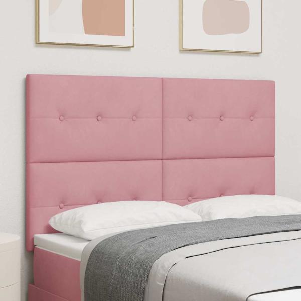 LED Kopfteil mit LED-Lichtleisten Rosa 144 cm Samt