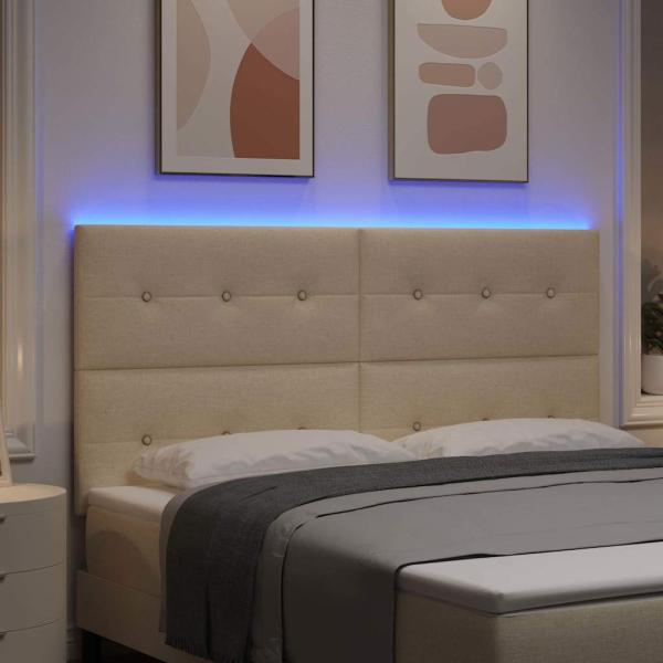 LED Kopfteil Creme 90 cm Stoff