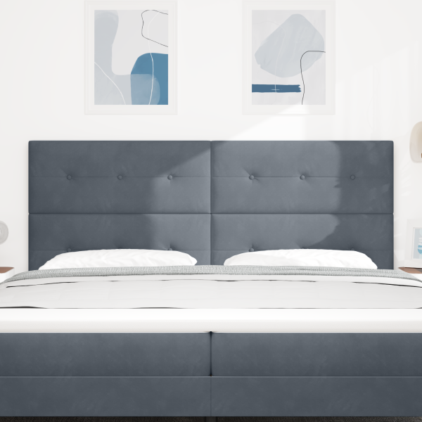 LED Kopfteil mit LED-Lichtleisten Grau 200 cm Samt