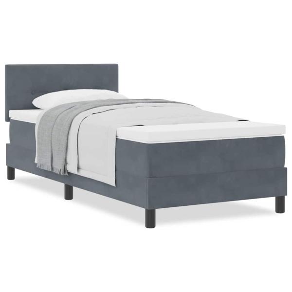 Boxspringbett mit Matratze Dunkelgrau 90x200 cm Samt
