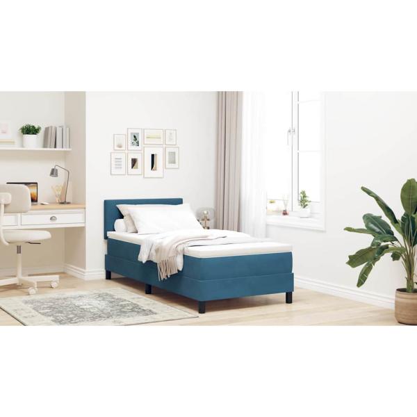 Boxspringbett mit Matratze Dunkelblau 90x200 cm Samt