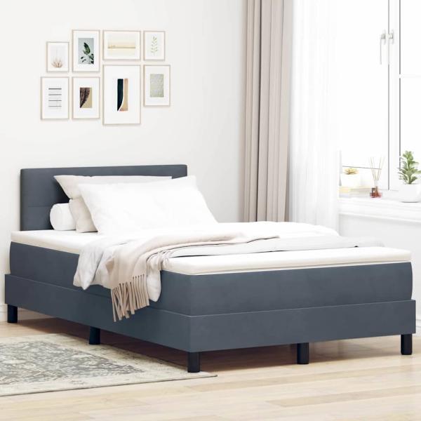 Boxspringbett mit Kopfteil Dunkelgrau 120 x 200 cm Samt