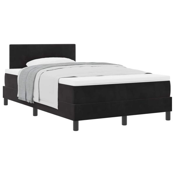 Boxspringbett mit Matratze Schwarz 120x200 cm Velours