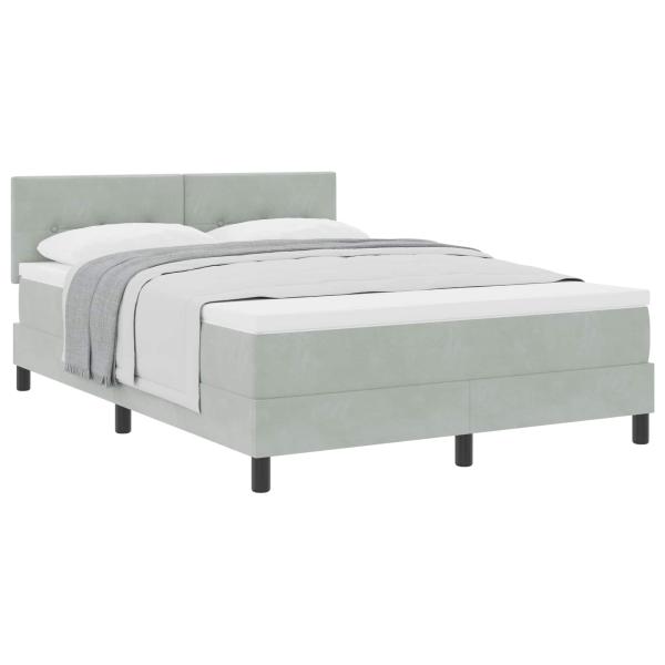 Boxspringbett mit Matratze Hellgrau 140x190 cm Samt