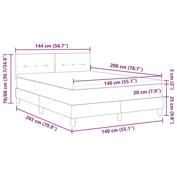 Boxspringbett mit Matratze Dunkelgrau 140x200 cm Samt