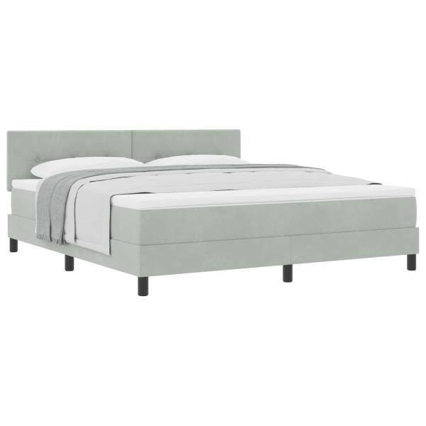 Boxspringbett mit Matratze Hellgrau Super King Samt