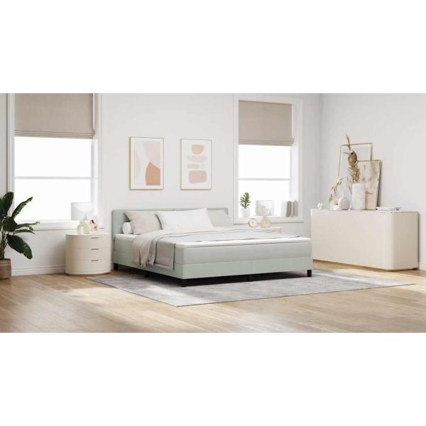 Boxspringbett mit Matratze Hellgrau Super King Samt