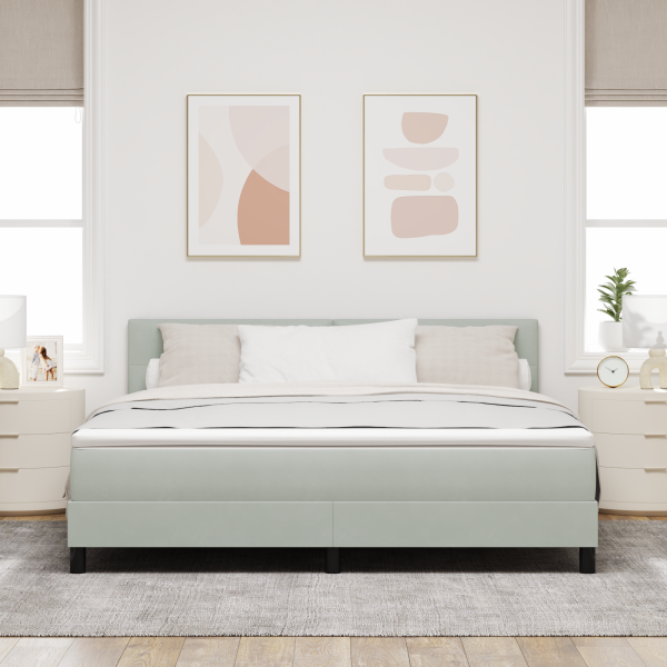 Boxspringbett mit Matratze Hellgrau Super King Samt