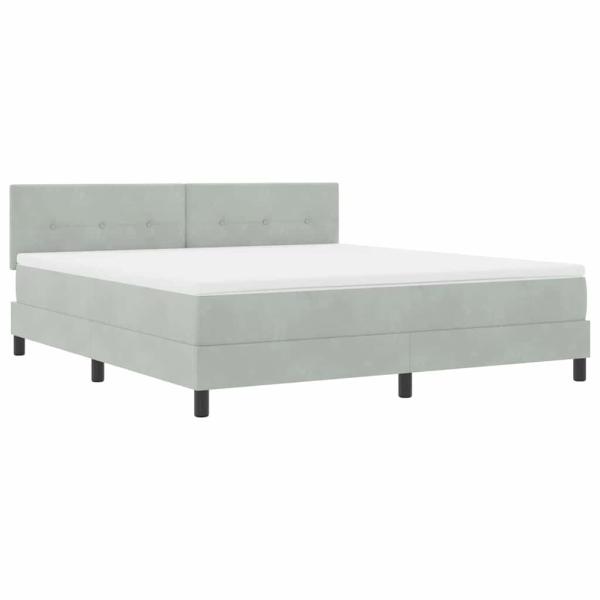 Boxspringbett mit Matratze Hellgrau Super King Samt