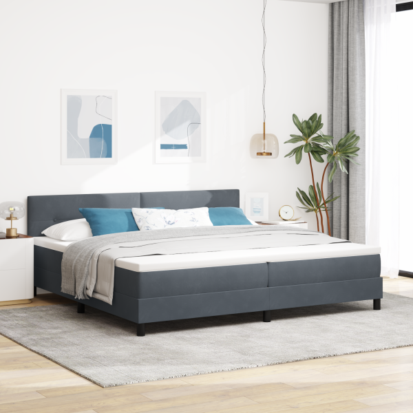 Boxspringbett mit Matratze Dunkelgrau 200x200 cm Samt