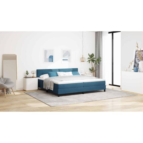 Boxspringbett mit Kopfteil Dunkelblau 200 x 200 cm Samt