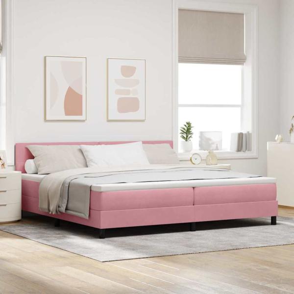 Boxspringbett mit Matratze Rosa 200x200 cm Samt