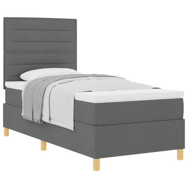 Boxspringbett mit Matratze Dunkelgrau 90x200 cm Stoff