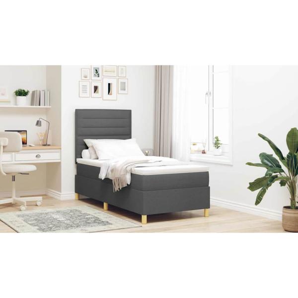 Boxspringbett mit Matratze Dunkelgrau 90x200 cm Stoff