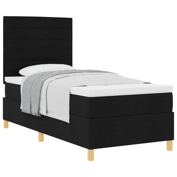 Boxspringbett mit Matratze Schwarz 90x200 cm Stoff