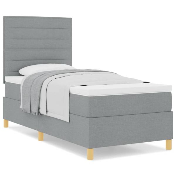 Boxspringbett mit Matratze Hellgrau 100x200 cm Stoff