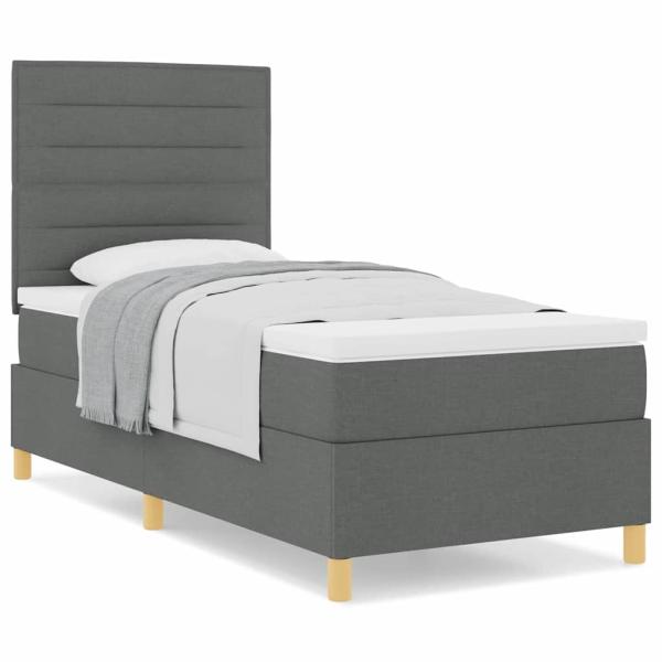 Boxspringbett mit Matratze Dunkelgrau 100x200 cm Stoff