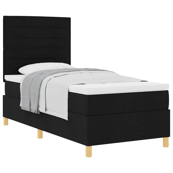 Boxspringbett mit Matratze Schwarz 100x200 cm Stoff