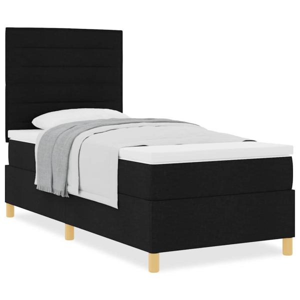 Boxspringbett mit Matratze Schwarz 100x200 cm Stoff