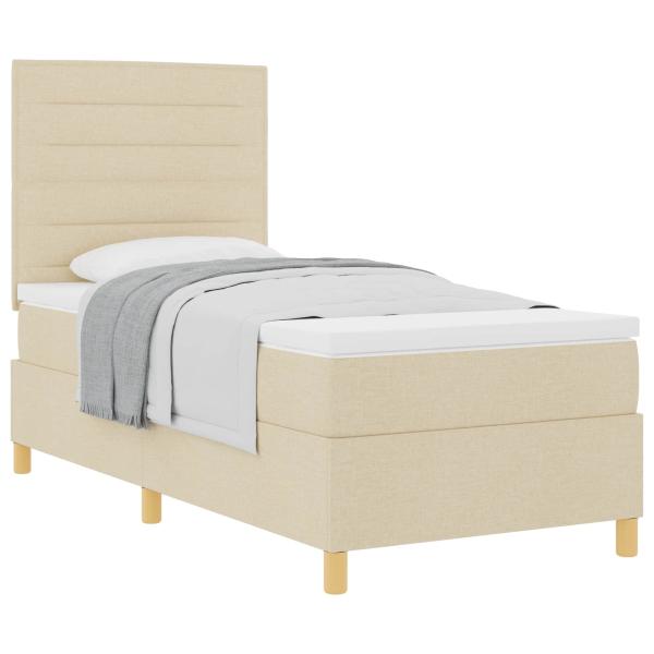 Boxspringbett mit Matratze Creme 100x200 cm Stoff