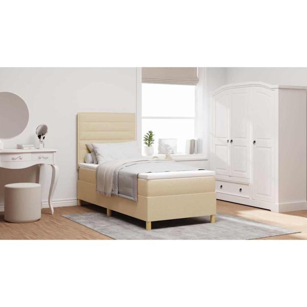 Boxspringbett mit Matratze Creme 100x200 cm Stoff