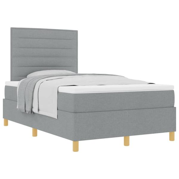 Boxspringbett mit Matratze Hellgrau 120x200 cm Stoff