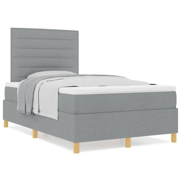 Boxspringbett mit Matratze Hellgrau 120x200 cm Stoff