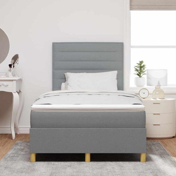 Boxspringbett mit Matratze Hellgrau 120x200 cm Stoff