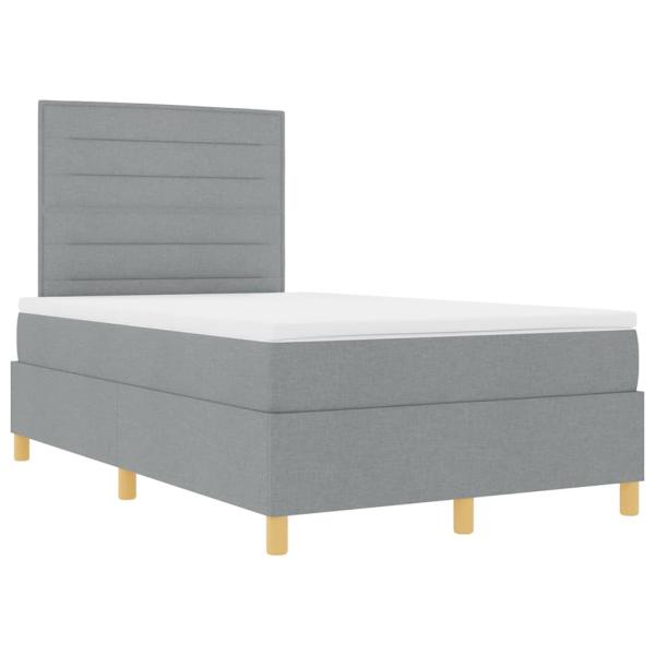 Boxspringbett mit Matratze Hellgrau 120x200 cm Stoff