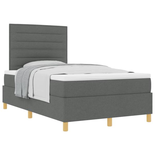 Boxspringbett mit Matratze Dunkelgrau 120 x 200 cm Stoff