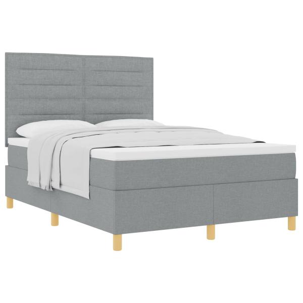 Boxspringbett mit Matratze Hellgrau 140x190 cm Stoff