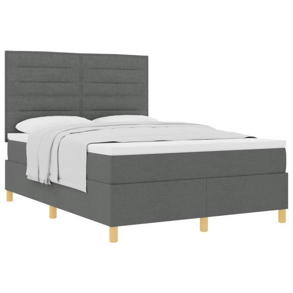 Boxspringbett mit Matratze Grau 140x190 cm Stoff