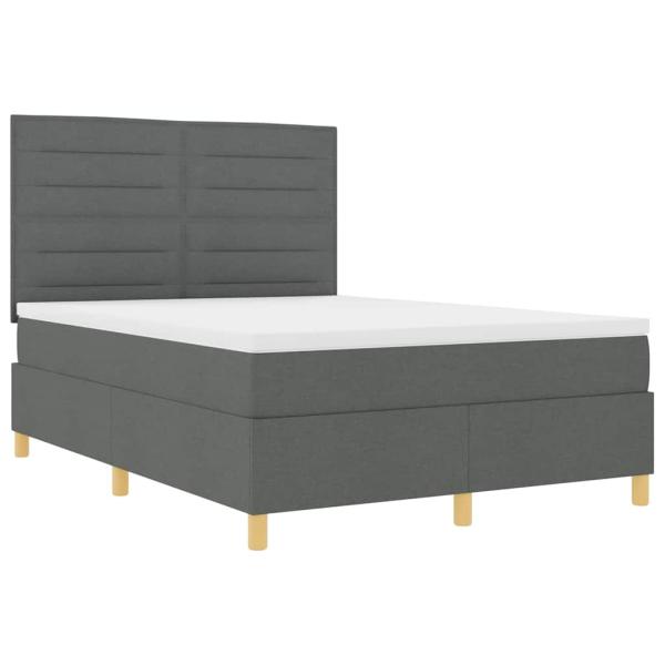 Boxspringbett mit Matratze Grau 140x190 cm Stoff