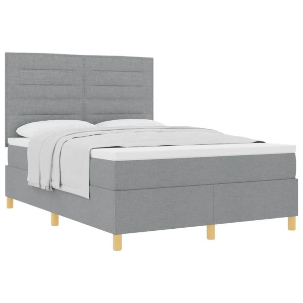 Boxspringbett mit Matratze Hellgrau 140x200 cm Stoff