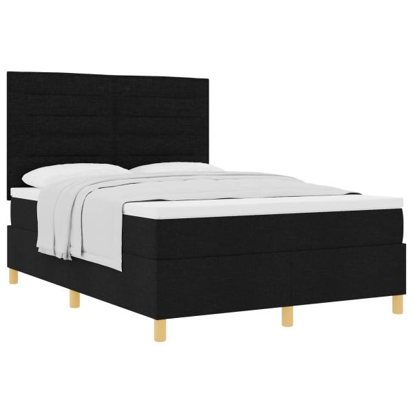 Boxspringbett mit Matratze Schwarz 140 x 200 cm Stoff