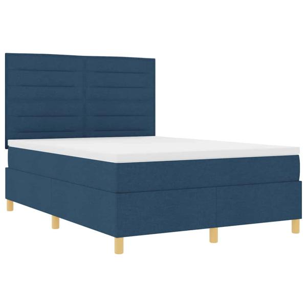 Boxspringbett mit Matratze Blau 160x200 cm Stoff