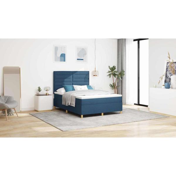 Boxspringbett mit Matratze Blau 160x200 cm Stoff