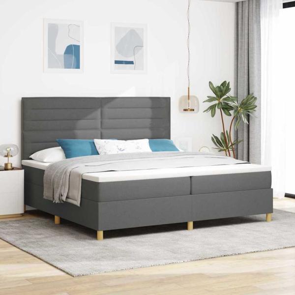 Boxspringbett mit Matratze Dunkelgrau 200 x 200 cm Stoff
