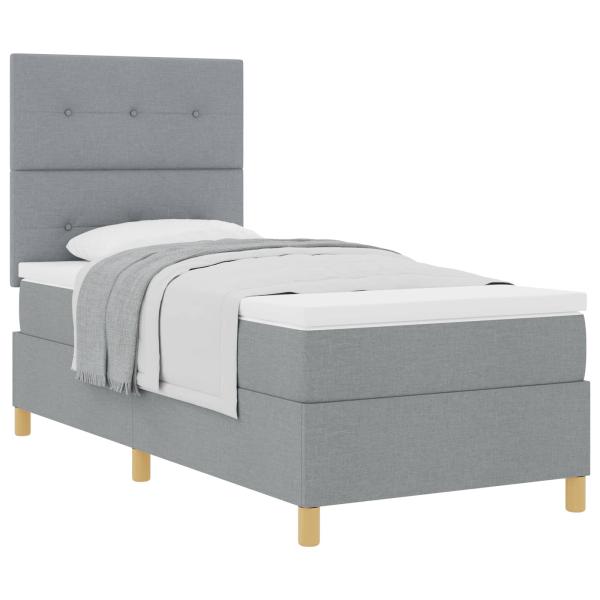 Boxspringbett mit Matratze Hellgrau 90x200 cm Stoff
