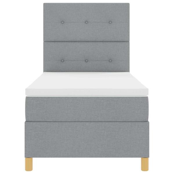 Boxspringbett mit Matratze Hellgrau 90x200 cm Stoff