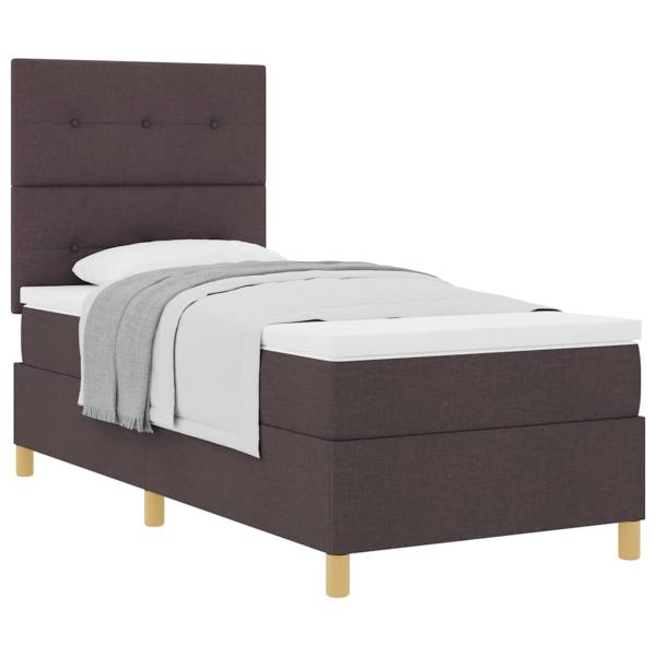 Boxspringbett mit Matratze Dunkelbraun 90x200 cm Stoff