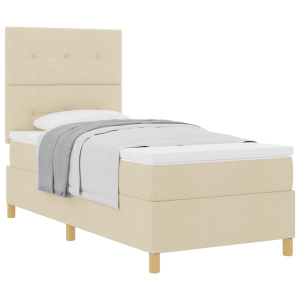 Boxspringbett mit Matratze Creme 90x200 cm Stoff