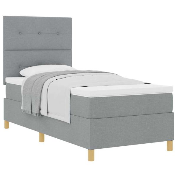 Boxspringbett mit Matratze Hellgrau 100x200 cm Stoff